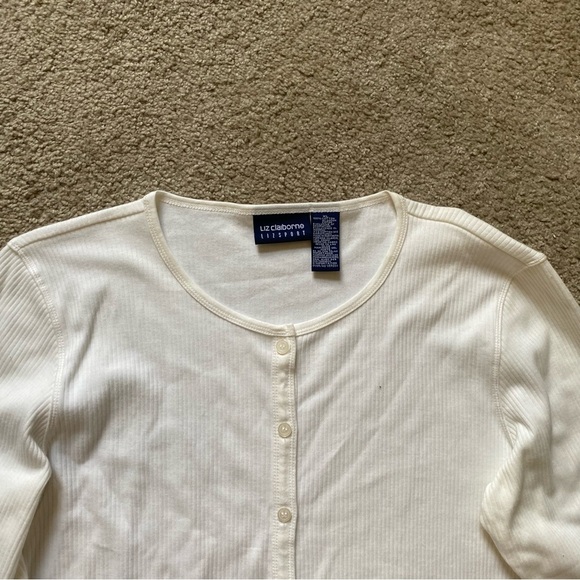 NWT ~ VTG ~ 1990s ~ Liz Claiborne ~ White Ribbed Summer Cardigan ~ Size XL - Picture 3 of 6